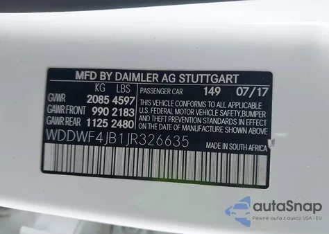 2018 Mercedes-Benz C 300 из США, поврежденный, VIN WDDWF4JB1JR326635